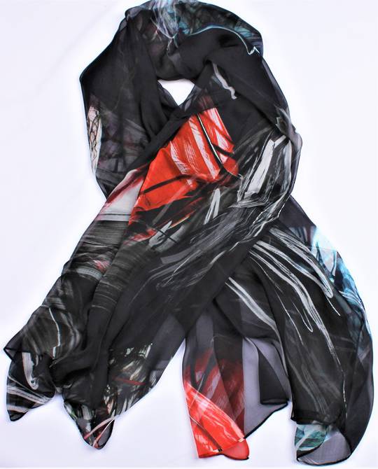Alice&Lily pure silk scarf exquisitely crafted (165x100cm) scarf in black and red Style : SC/4705